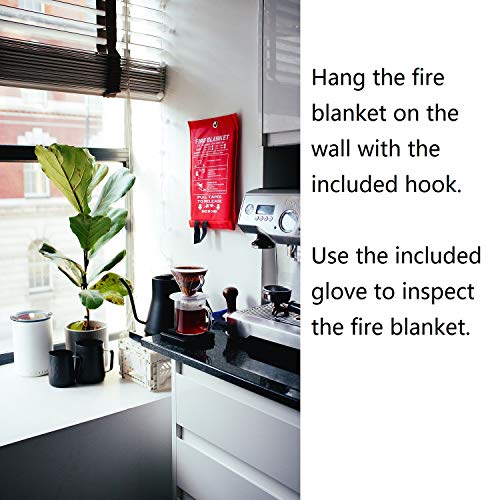 Fire Blanket For Home XL - 47 x 47 Fire Blankets Emergency For People Fire Retardant Blanket Fire Shelter Large Suppression Fiberglass Kitchen Home Restaurant House Fire Proof Survival Safety Reusable