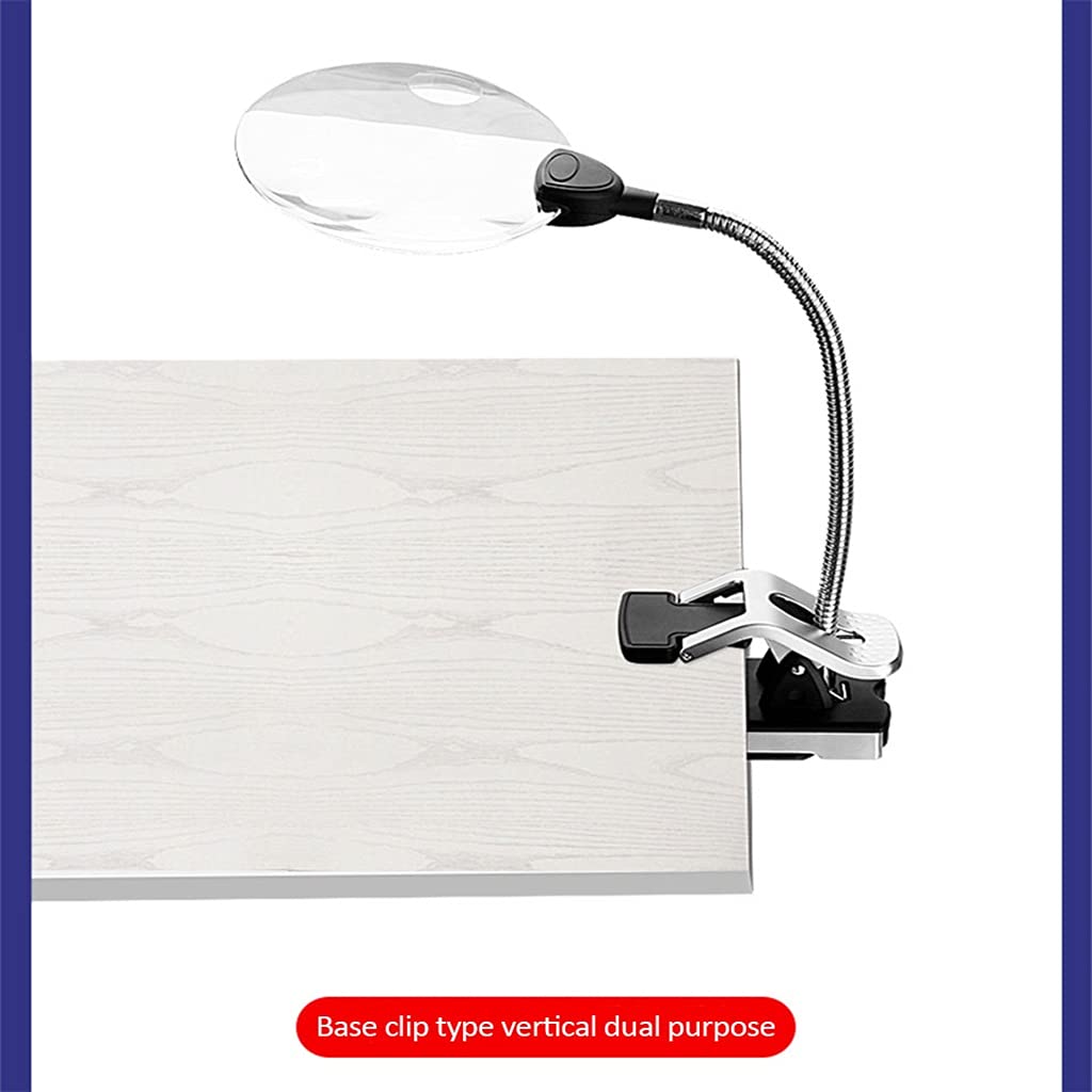 5X 10X Magnifier Iluminada Clip-en Mesa Top Escritorio DIRIGIÓ Lámpara Leyendo Lente Grande Lupa con Abrazadera Reparación