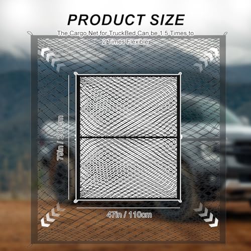 Filet cargo extensible double couche pour sécuriser le lit de votre pick-up - 3