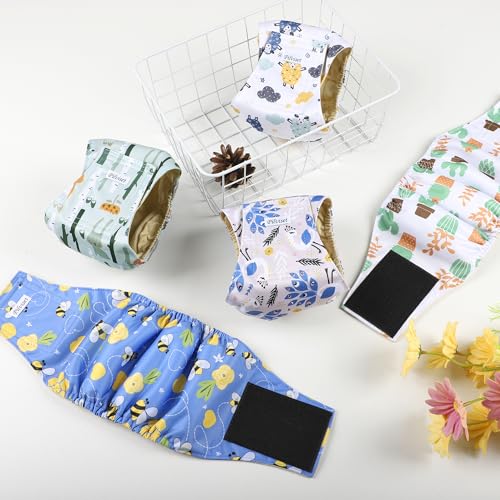 Image of 5 Pack Dog Diapers Male Reusable, Belly Bands for Male Dogs, High Absorbing Dog Pee Wraps for Doggie in Incontinence and Training Cactus XXL