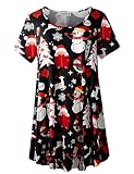 LARACE Ugly Christmas Shirts for Women Casual Tops Plus Size Short Sleeve Tunic Funny Blouse Loose Summer Clothes(3X, Flower47)