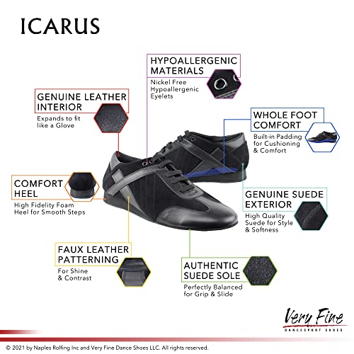 Very Fine Black Suede Dance Loafer With Black Highlights Ballroom Latin Salsa Rhythm Tango M 11 #TOP4