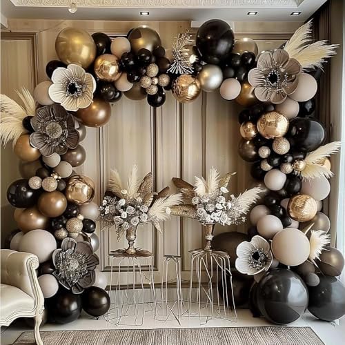 Image of Captank Black Balloons Double Stuffed Balloon Garland Arch Kit Latex Different Size 18 /12 /5 inch for Birthday Graduation Anniversary Holiday New Year Halloween Ridder Star Wars Theme Party Decorations