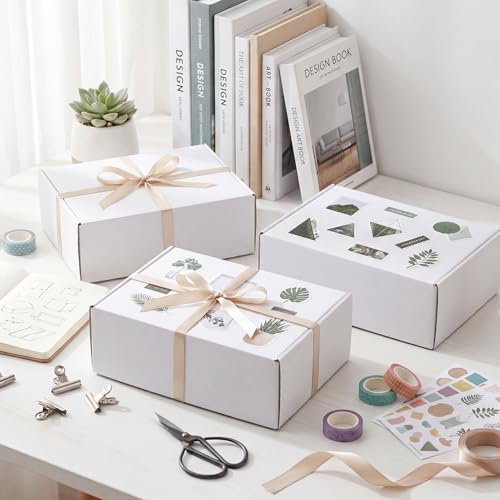 Image of RLAVBL 12x9x4 Shipping Boxes Set of 1, White Corrugated Cardboard Box for Packing, Mailing, Business