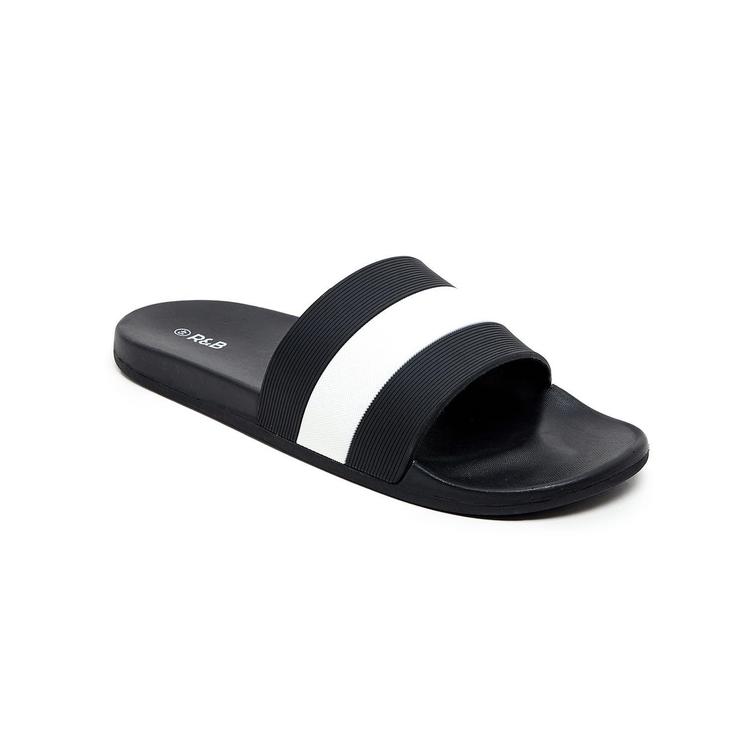 R&B Men's 525-1129FM002-3 Striped Slides 42 EU Black