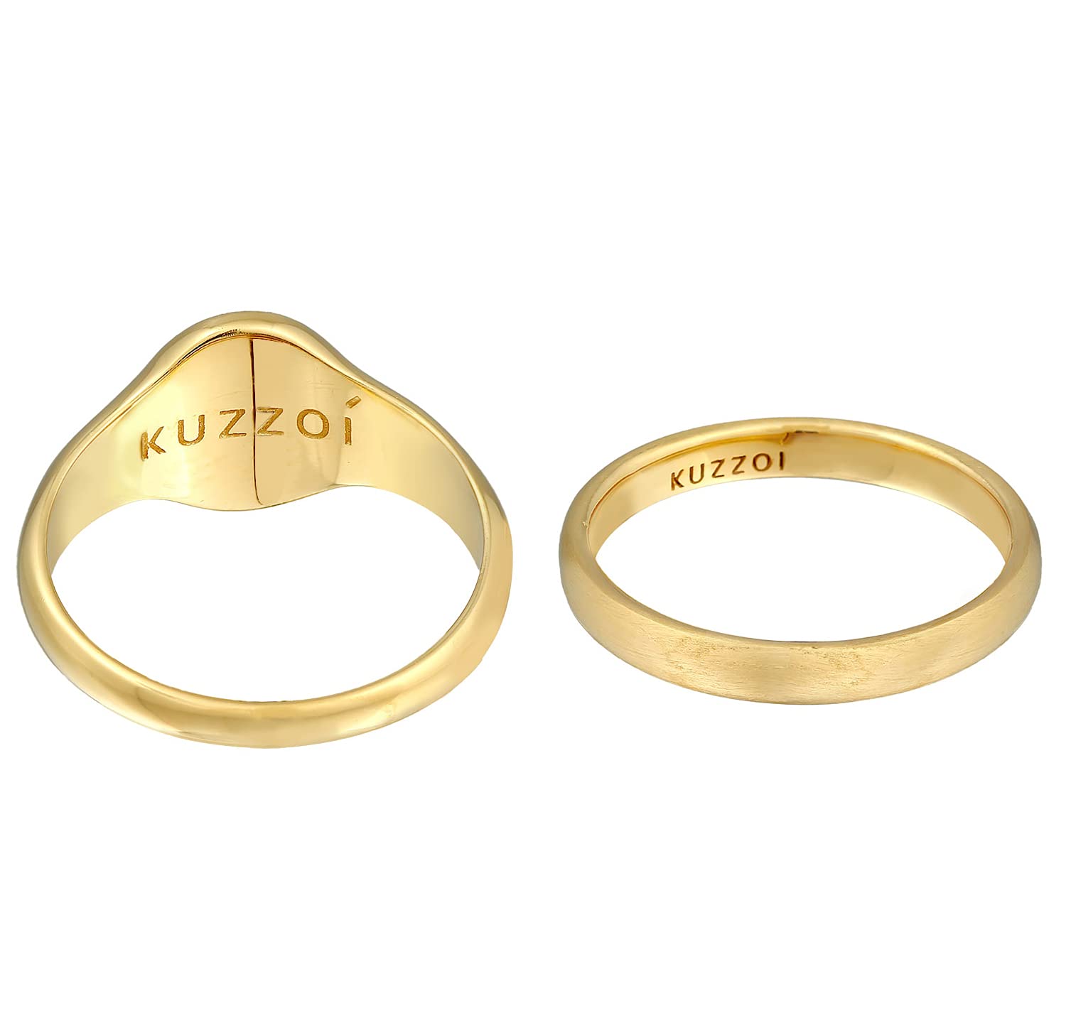 Kuzzoi Herrenringe Siegelring (12 mm) und Klassischer Bandring (3 mm)