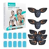 Phenitech Abs A, Abdominal Toning Belt Muscle Toner Portable Muscle Trainer EMS Body Fitness Belt 5 Modes & 15 Levels with 10pcs Replacement Pads for Abdomen/Arm/Leg Training Men Women