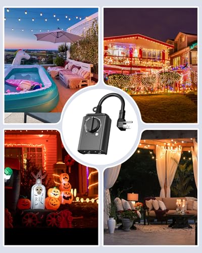 image for BN-LINK Outdoor Light Timer with Dusk to Dawn Sensor, Weatherproof Dua