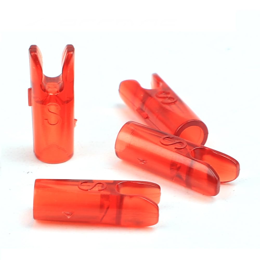 PHILOCS 60pcs Archery Pin Nocks Size L and S for ID 3.2mm ID 4.2mm ID 6.2mm Shaft Replacement Nock, Plastic Arrow Tails DIY Arrows Accessory (S red 1)