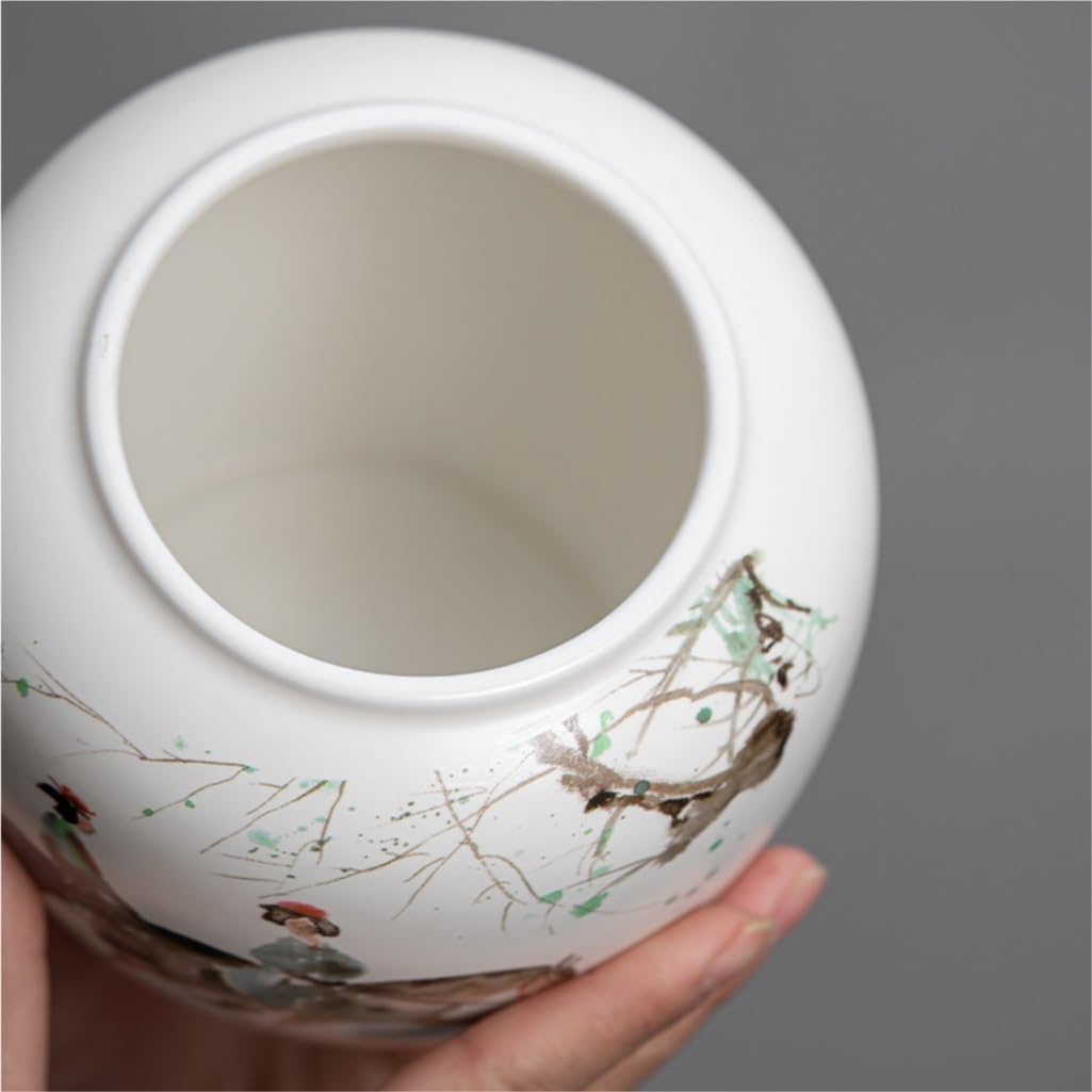 SONGCHAO Sugar Jar Hand-Painted Tea Storage Jars Household Loose Tea Storage Containers Tea Jars Chinese Retro Awakening Tea Jars Tea Canister (Color : Medium)