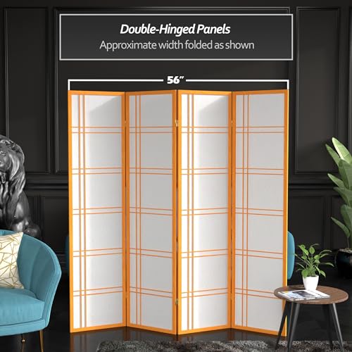 Red Lantern 6 ft. Tall Double Cross Shoji Screen - Honey - 4 Panels