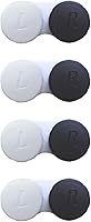 Smanzu 4 Pack Black Contact Lens Cases - Durable Portable Storage Holders with Left/Right Labels