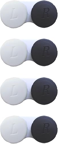 Paquete de 4 fundas para lentes de contacto a granel para lentes de contacto para remojar contenedor de almacenamiento (negro)
