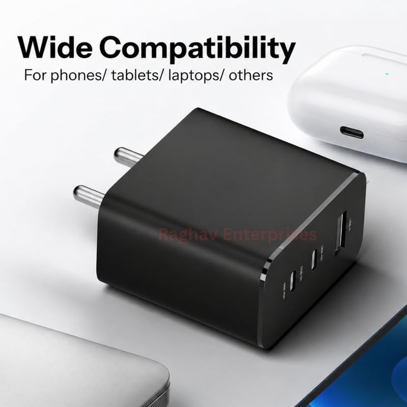Image of Original 65W Type C PPS Charging Adapter Compatible with Nothing Phone 4 /3 /3a /3a Pro /2 /2a /2a Plus /1 | CMF Phone 2 Pro /a /Pixel 10 /9a /S25 Edge /Buds /Ear Stick Fast Power USB C Rapidly Charge OP Black