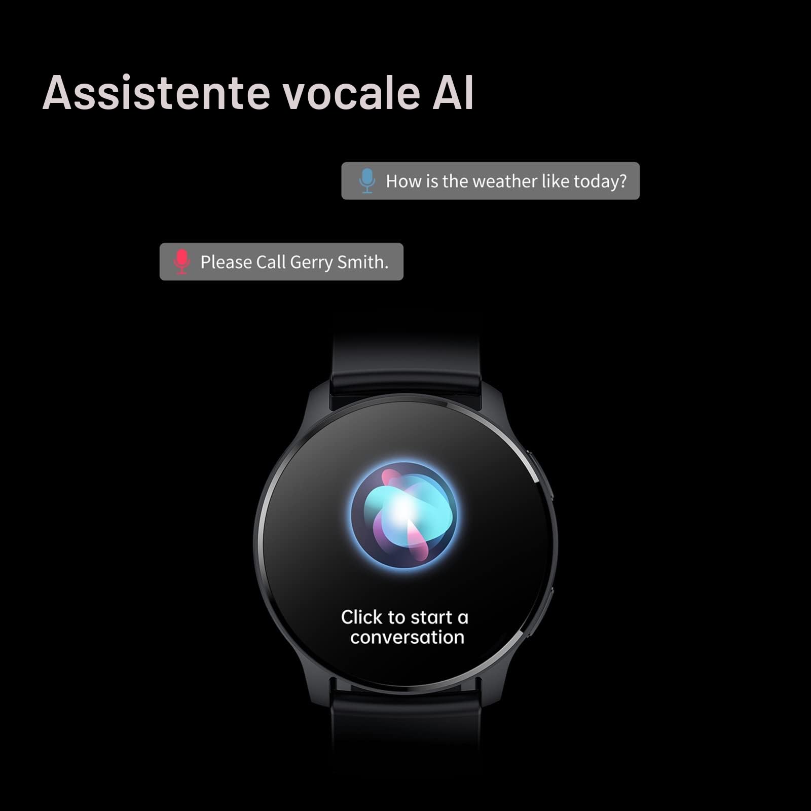 Orologio Smartwatch Donna Uomo Chiamate Rotondo con 360 * 360 Risoluzione IP67 Impermeabile 20 Sport APP Notifica Promemoria per Android iPhone