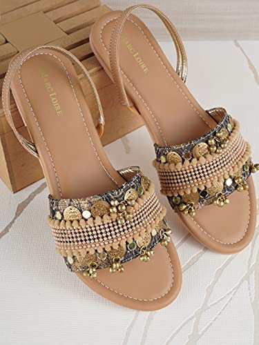 Image of Marc Loire Women's Embroidered and Embellished Flat Fashion Sandals