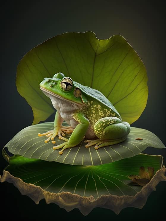 Pintura de diamantes 5D para bricolaje, pintura de diamantes para adultos, pintura de diamante de rana verde con diamantes redondos para regalo,