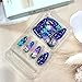 TBRZTR Almond Tip Press on Nails Long Length Colorful Smudge False Nails Gold Foil Lines Design Full Cover Glossy Handmade Acrylic Artificial Fingernails Reusable Glue on Nails for Women 24Pcs