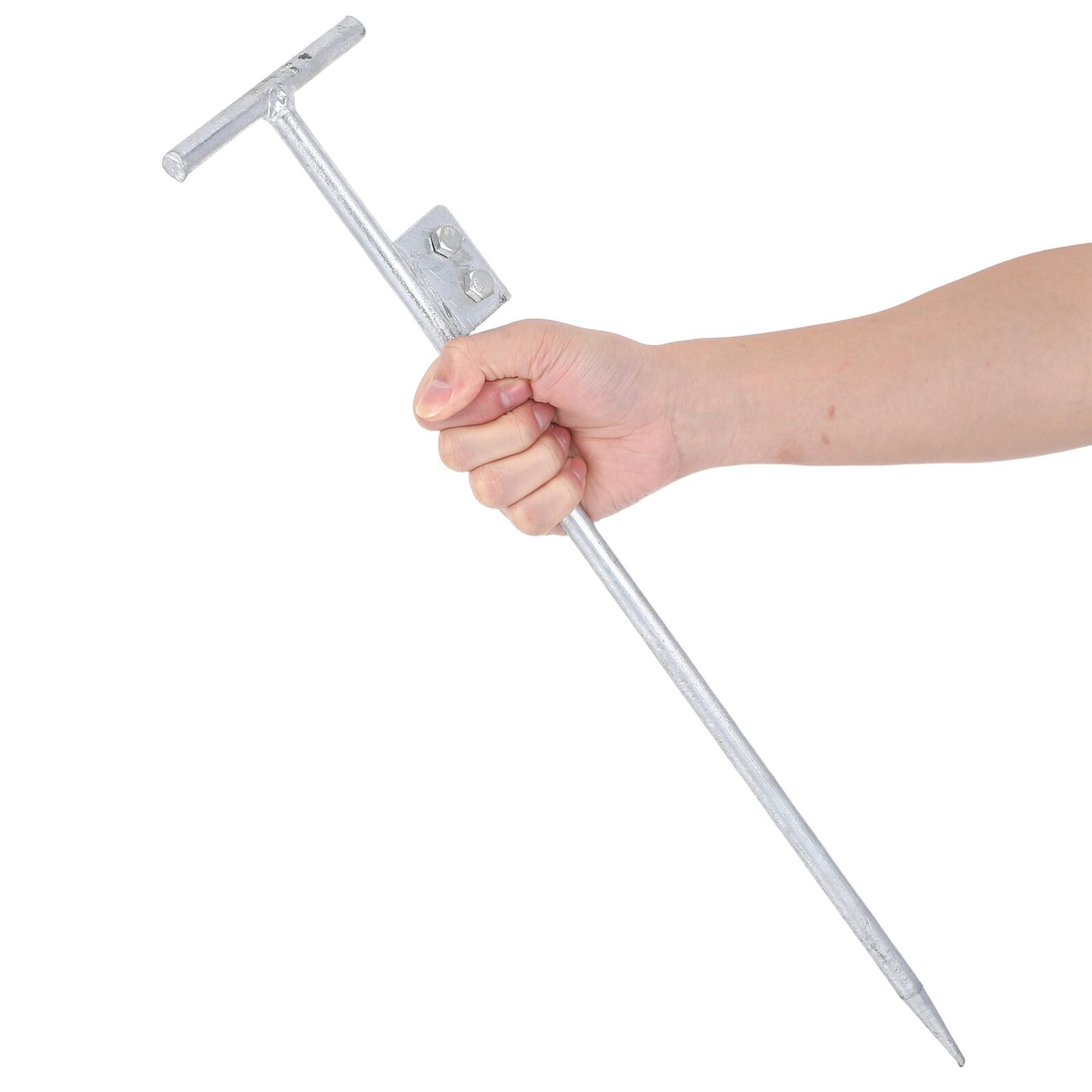Gadpiparty Picchetto di Messa a Terra Zincato a T 12X500Mm Set 2 Pezzi Perno Portatile in Ferro Doppio Foro per Recinzioni Elettriche Protezione Sovratensioni Uso Esterno Domestico e