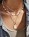 MJartoria Layered Initial Necklaces for Women Trendy, 14K Gold Plated Simple Star Choker Square Letter Pendant Necklace, Colorful Beaded Necklace, Gold Necklaces Jewelry Gifts (A., Gold Plated)