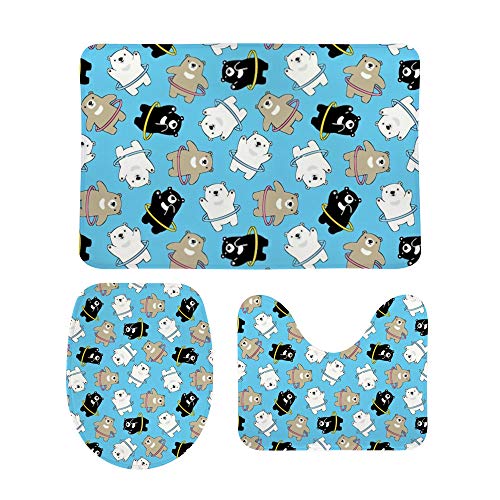 Tapis de bain 3 pièces lavable en machine et tapis de WC doux