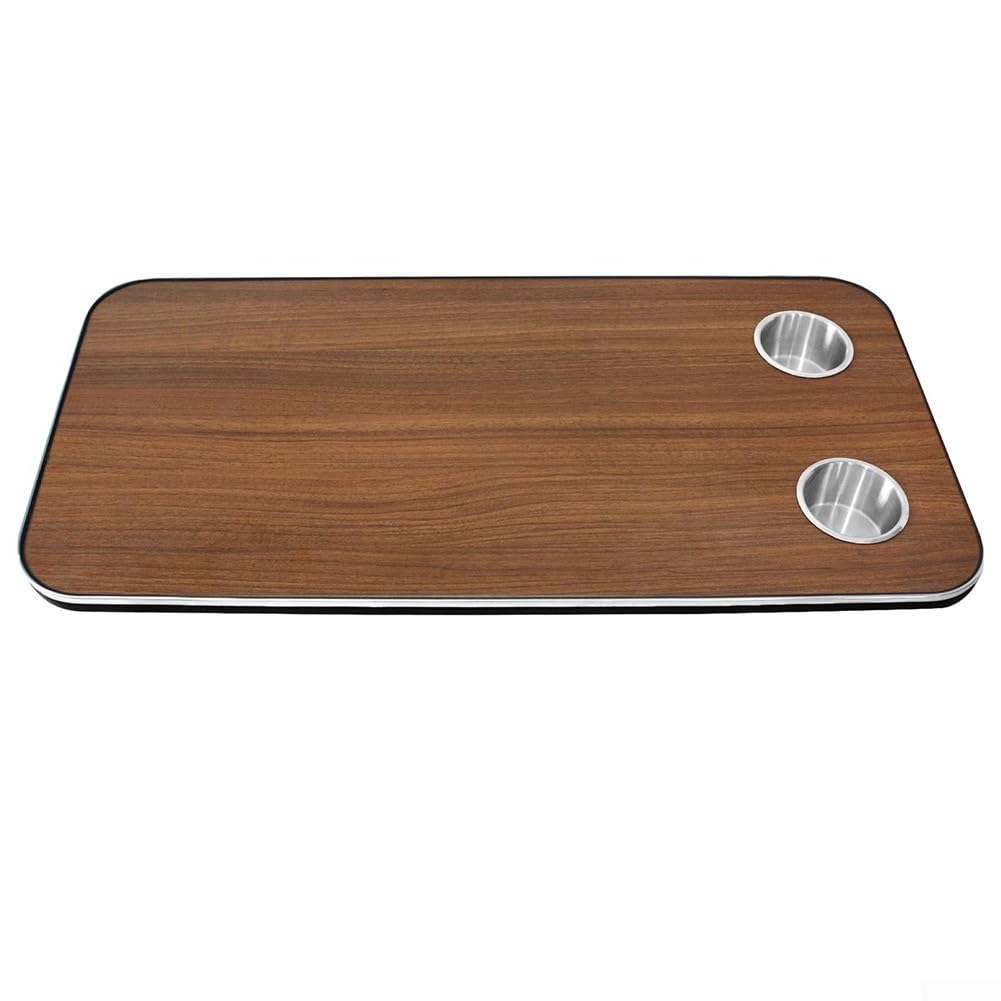 Accessori per portabicchieri per camper, in legno massello, 800 x 400 mm, con 2 portabicchieri in acciaio inossidabile, bordi arrotondati per la sicurezza, per barche, yacht e camper (L-128)