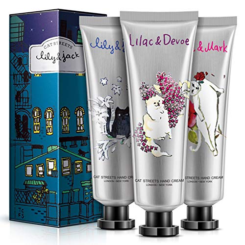 DAGEDA 3x30g Plant Flower Fragrance Hand Cream Kit, Lily Rose Lilac Moisturizing Hand Feet Care Cream Travel Gift Set For Men And Women, Prevents Drying, All Year Available