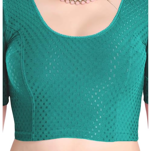 Image of FINESTFIT 100% Cotton Fabric Fashion Readymade Blouses for Women, 100% Cotton Fabric Round Neck with Organza Balloon Sleeves.