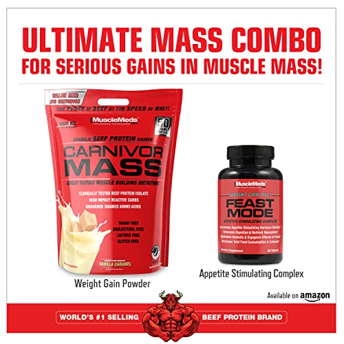 Image of MuscleMeds Carnivor Mass Anabolic Beef Protein Gainer, Vanilla Caramel, 10 Pounds