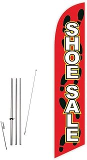GLOBAL ADVERTISING SOLUTIONS Shoe Sale Feather Flag Eye Catching Banner Sign for Business and Marketing Complete Set with 15 ft Pole Kit and Ground Spike