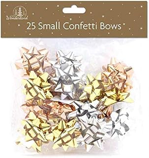 Tallon Christmas Bows, Silver, Rose Gold, 3cm
