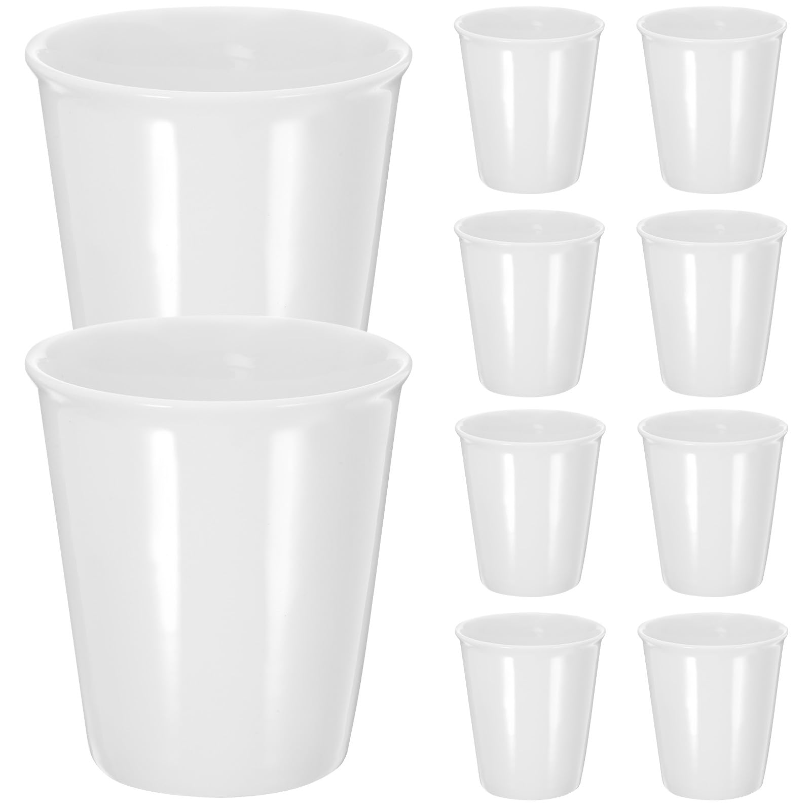 VALICLUD 10 Stück Keramik Teebecher 180ml in Papierbecher Form Weiß Leicht zu Reinigen für Büro und Zuhause Kleine Wasserbecher mit Modischem Design