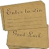 Enter to Win Cards - 3.5 x 2 Inches Raffle Tickets Kraft Enter to Win Entry Form Cards for Contests, Raffles, Ballots,Drawings (100 Pcs)