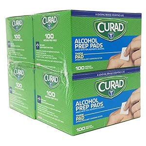 CURAD Alcohol Prep Pads (Pack of 4 Boxes), Thick Alcohol Swabs (package may vary)