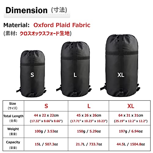 Azarxis Compression Stuff Sack Water-Resistant Ultralight Sleeping Bag Storage Bag Space Saving Gear For Traveling Camping Hiking Backpacking (Black, Small) #TOP1