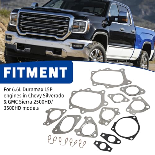 Image of Turbo Mounting Gasket Kit for Chevy GMC Silverado Sierra 6.6L Duramax, Replace for GS33678