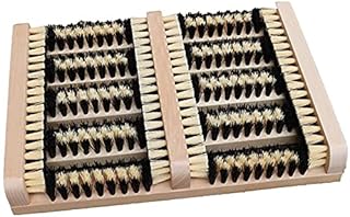 DIVCHI Wooden Outdoor Doormat Boot Scraper - Outside Shoe Scrubber Brush - Cleans Deep Removes All Outdoor Dirt, Snow, Mud and Sand. Construction, Hiking Cleaner