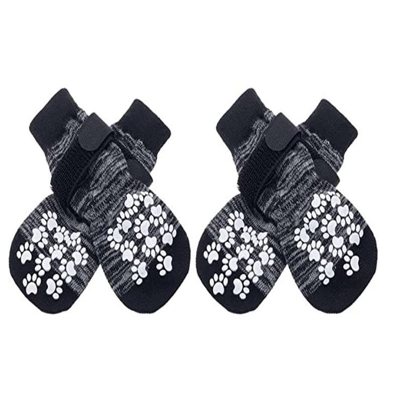 Image of AutoStory 4 Pcs Non Slip Dog Cotton Socks to Prevent Licking Paws, Double-Sided Grip Anti-Skid Paw Protectors for Hardwood Floors,Hot /Cold Pavement Traction Control for Small Medium Large Dogs - (M)