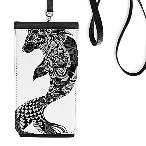 Bourse smartphone cadeau original : porte-monnaie suspendu noir motif poisson classique