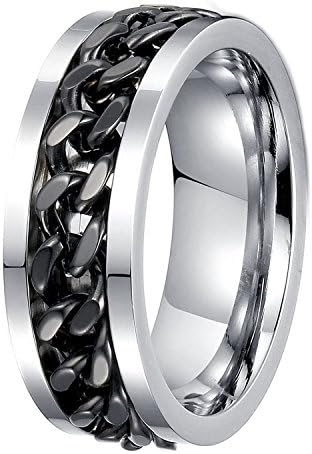 Joybeauti Mens 5mm Stainless Steel Spinner Chain Shaped Ring Engagement Wedding Band Chain Ring, Size 5-10