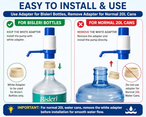 Image of Manual Water Dispenser Pump for 20-25 Litre Bottles | Portable Hand Press Water Pump| Food Grade Material| Easy Installation (Blue and White)