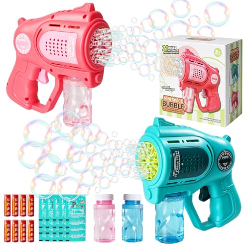 Pistolets à Bulles pour Enfant Automatique : Fini l'effort avec 21 Orifices Lumineux