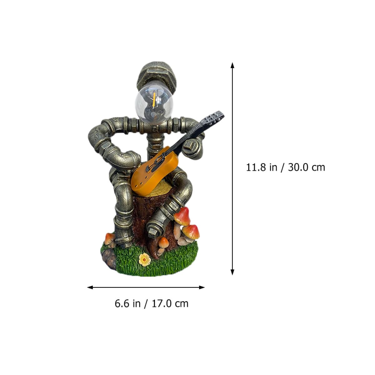 DOITOOL Solar Roboter Gartendeko Solarleuchte Mit Resin Figur Vintage Rohrdesign Wetterfest Für Außenbeleuchtung Und Gartenparty