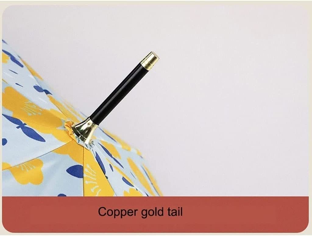 XYNSNDB Paraguas Paraguas de Palo Floral de Moda con Mango clásico en Forma de J con Dosel Abierto automático Paraguas de caña con ventilación Paraguas (Azul: K, Tamaño: 85 cm)