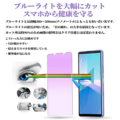 【ブルーライトカット】Xperia10 III 用 ガラスフィルム SOG04 SO-52B フィルム エクスペリア 10 マーク3 強化ガラス 液晶保護フィルム 【気泡ゼロ/干渉しない/貼り付け簡単/2枚入り】
