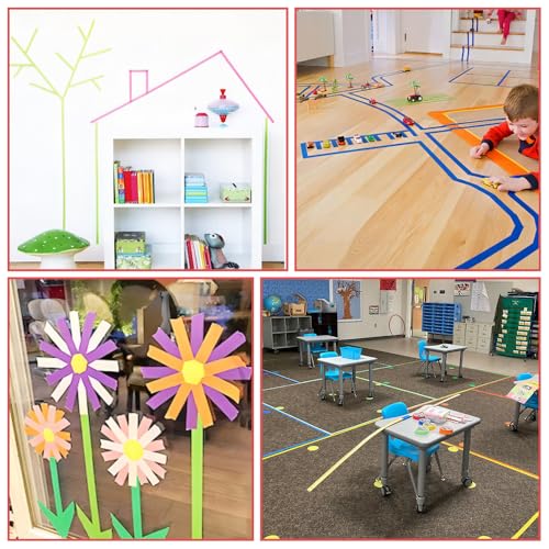 12 Rollen Klebeband Bunt, 10mm x 13m Kreppband Malerband, Masking Tape Farbiges Klebeband, Deko Klebeband Abdeckband, Painters Tape, Kreppklebeband Schmal für Scrapbooking, Wandkunst, Kunsthandwerk