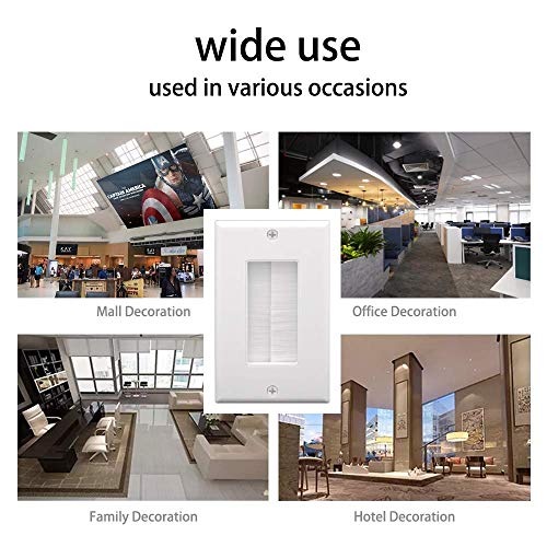 Vce Brush Wall Plate Cable Pass Through, Ul Listed Single Gang Decorator Wall Cover For Low Voltage Cables, In-Wall Cable Management For Wall Mount Tv, White (2-Pack) #TOP7