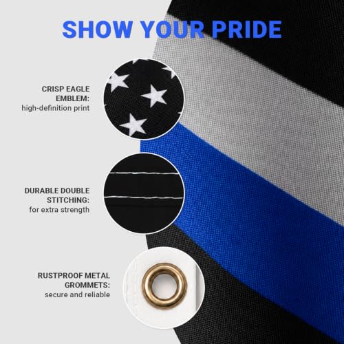 Image of AhfuLife 2pcs Thin Blue Line American Flag 3x5 Ft for Outside