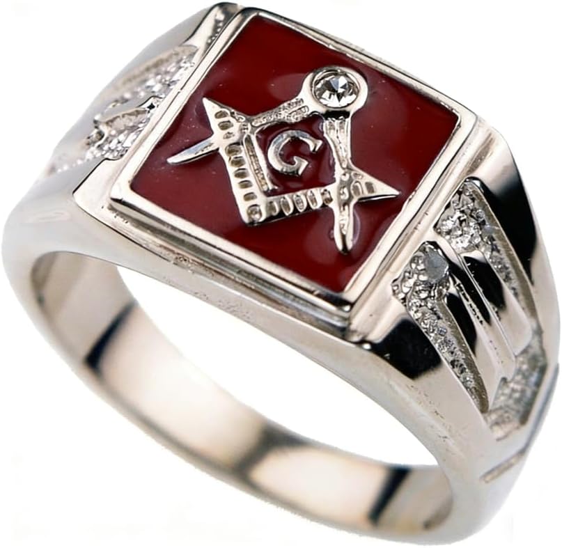 Masonic Men's Ring S925 Sterling Silver Freemason Masonic Rings Silver Freemason Ring Jewelry Gift for Men Father’s Day