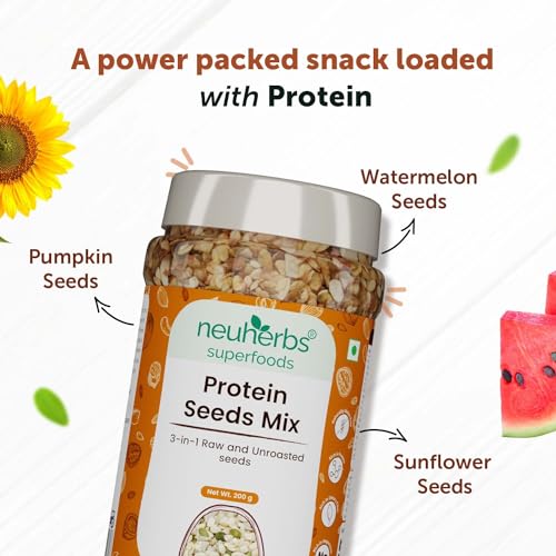 Image of Neuherbs 3-in-1 Raw & Unroasted Protein Seeds Mix 200gm | Diet Snacks | Super Seeds Mix For Eating | Healthy Food For Weight Management